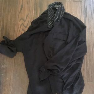 Sheer sparkly black shirt
